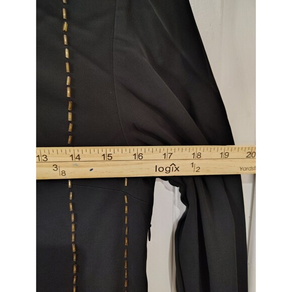 Garnet Hill Shift Beaded Dress Black Women Size 4 V Neck 3/4 Sleeves - Picture 7 of 9